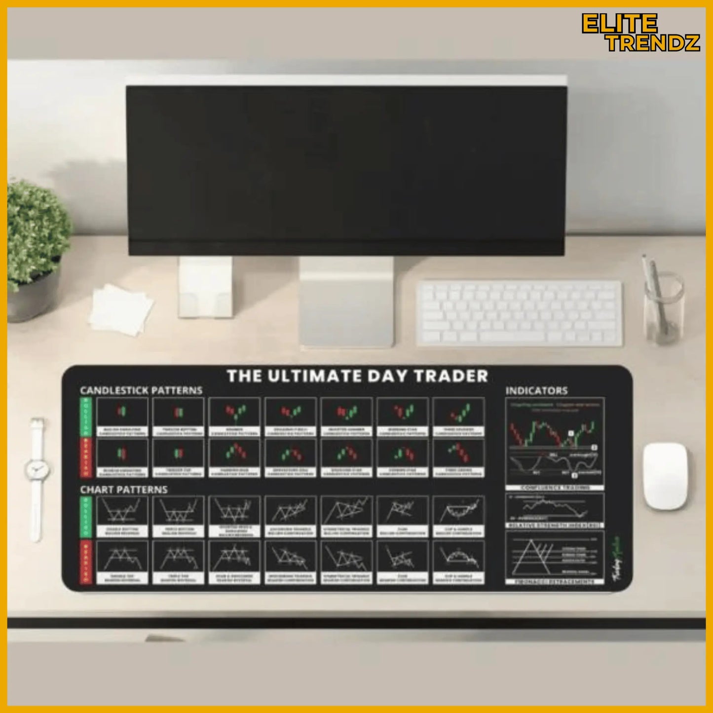 ELITEPRO™ STOCK CHART TRADING DESKTOP KEYBOARD MAT