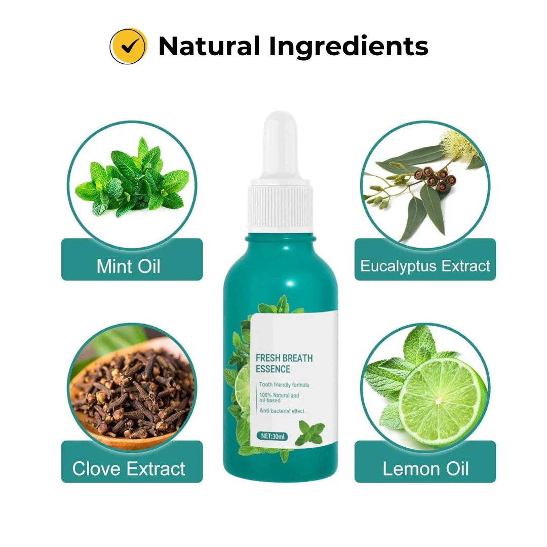 Fresh Breath Essence Breath Care Drop 30ml, Bad Breath Eliminating Serum, Fresh Breath Oral Care Essence, Natural Breath Freshening Drops, With Mint Oil Breath Freshener Bad Breath Eliminating