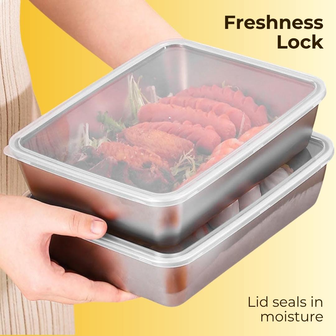 Stainless Steel Food Tray + Free Kitchen Stickers