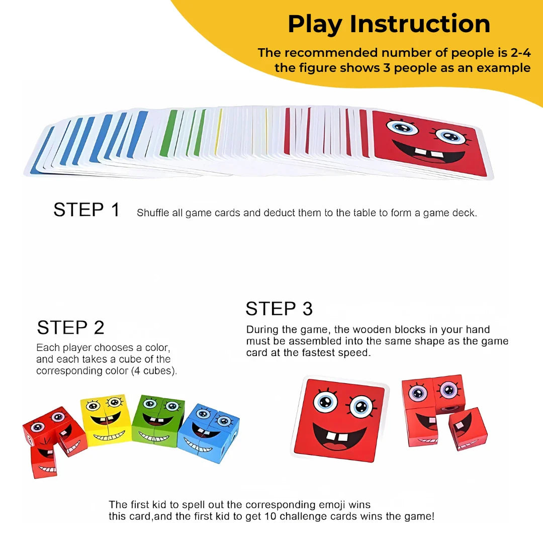 Elite Kids™ Emoji Expressions Matching Cube Game ( with bell )