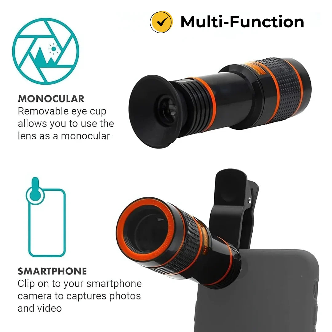 ELITEPRO™ Monocular Phone Telescope | Protable HD 14x Optical Zoom Smartphone Camera Telescope Lens Monocular Travel Hiking Tour
