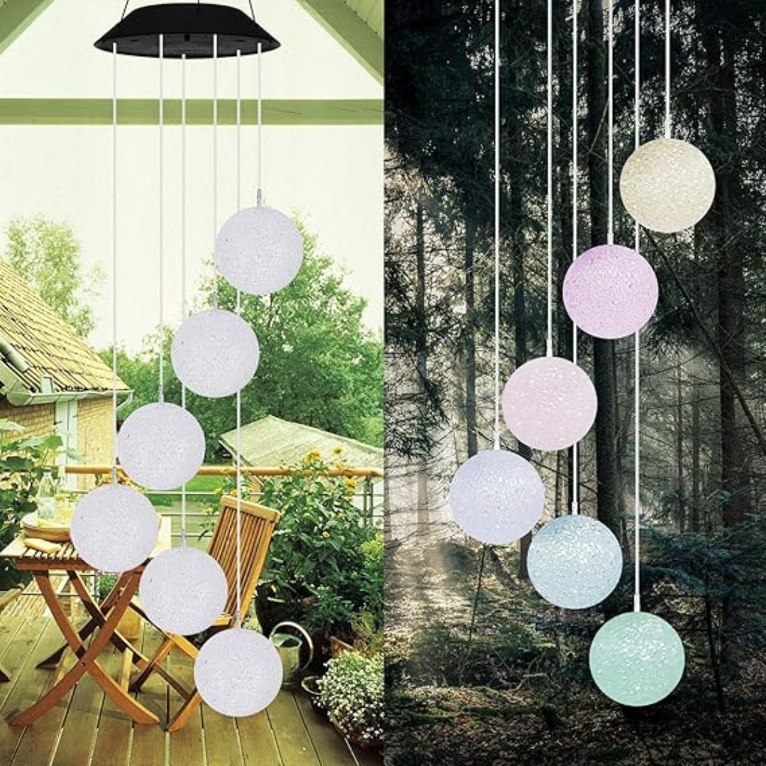 ELITEPRO™ Solar Powered LED Crystal Ball Wind Chimes
