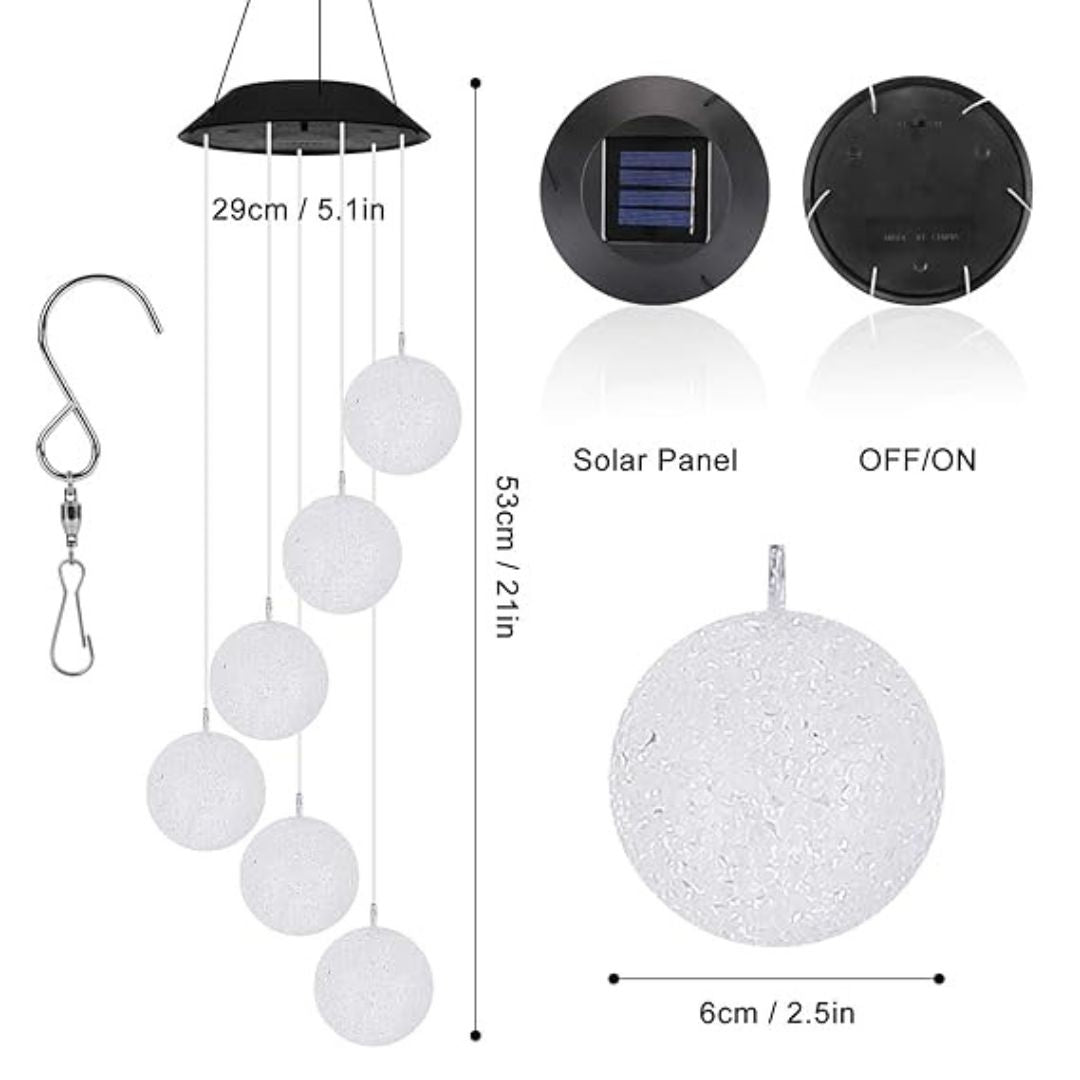 ELITEPRO™ Solar Powered LED Crystal Ball Wind Chimes
