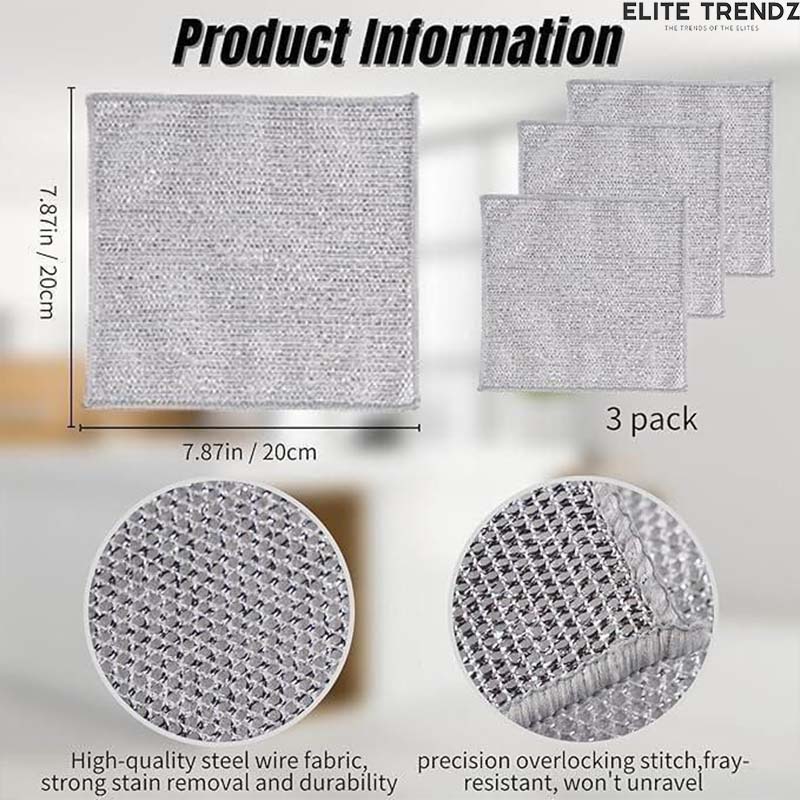 MULTIPURPOSE WIRE DISHWASHING CLOTH FOR WET AND DRY PACK OF 3