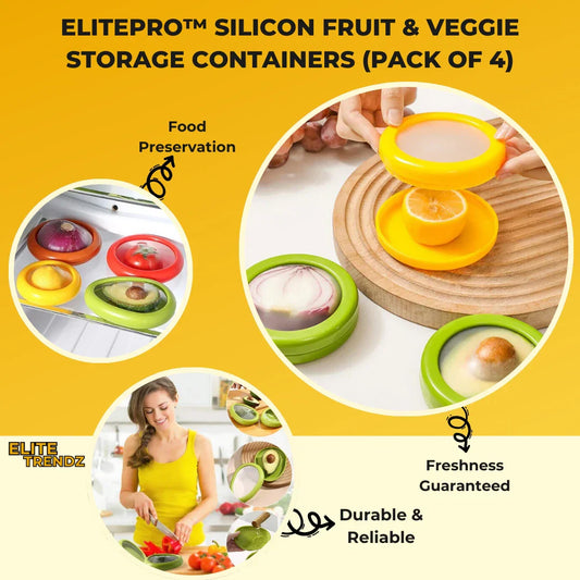 ELITEPRO™ Silicon Fruit & Veggie Storage Containers (Pack of 4)