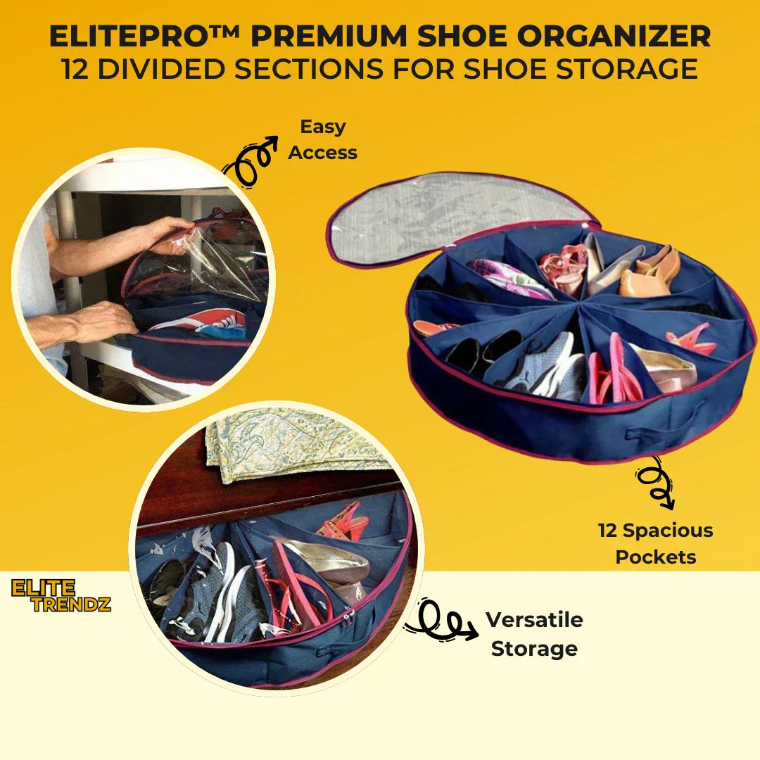 ELITEPRO™ PREMIUM SHOE ORGANIZER: 12 DIVIDED SECTIONS FOR SHOE STORAGE