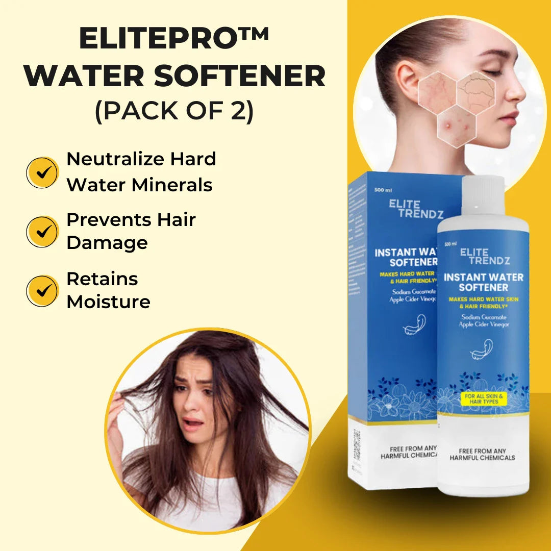 ELITEPRO™ Instant Water Softener (Pack Of 2), Makes Your Water Hair & Skin Friendly | Reduces Hair Fall & Skin Itching | Disables Hardness & Maintains pH Level | Non Toxic and 100% Safe | 200 ml