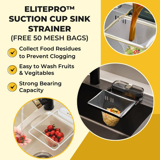 ELITEPRO™ Suction Cup Sink Strainer
(Free 50 mesh bags)