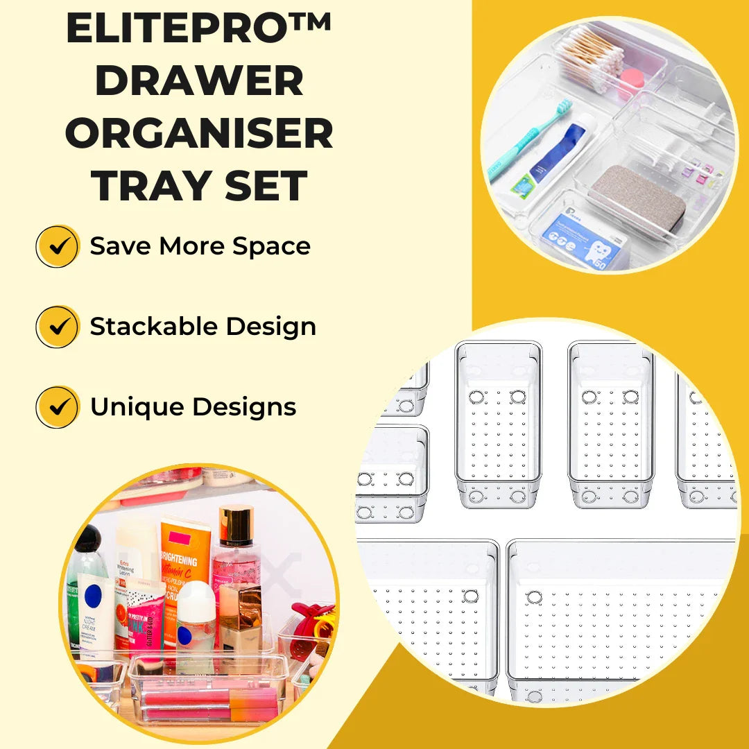 ELITEPRO™ Clear Drawer Organizer Tray Set
