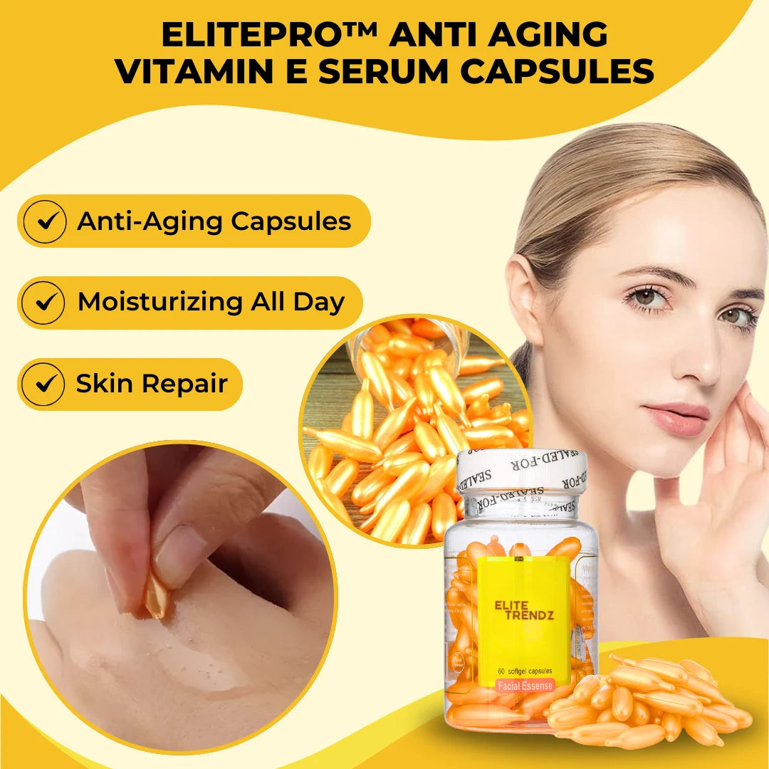 ELITEPRO™ Youthful Skin Vitamin E Serum Capsule Elixirs With Anti Aging Properties