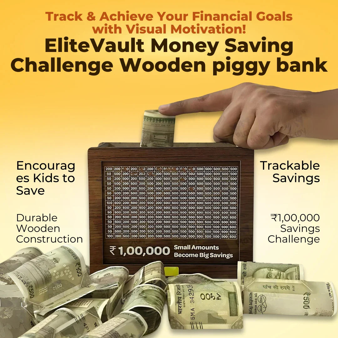 EliteVault Money Saving Challenge Wooden piggy bank - Customized With Name & Photo (Prepaid Orders Only)