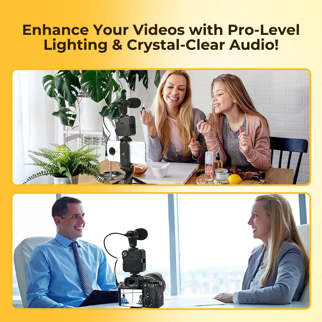 Smart Video Making Kit with Inbuilt Flood Light + Mic + Tripod