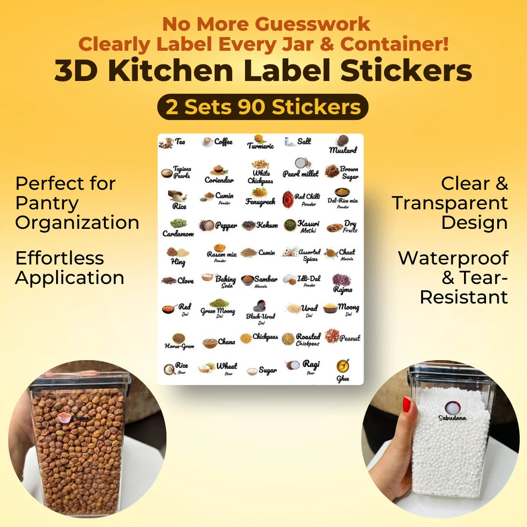 3D Kitchen Label Stickers