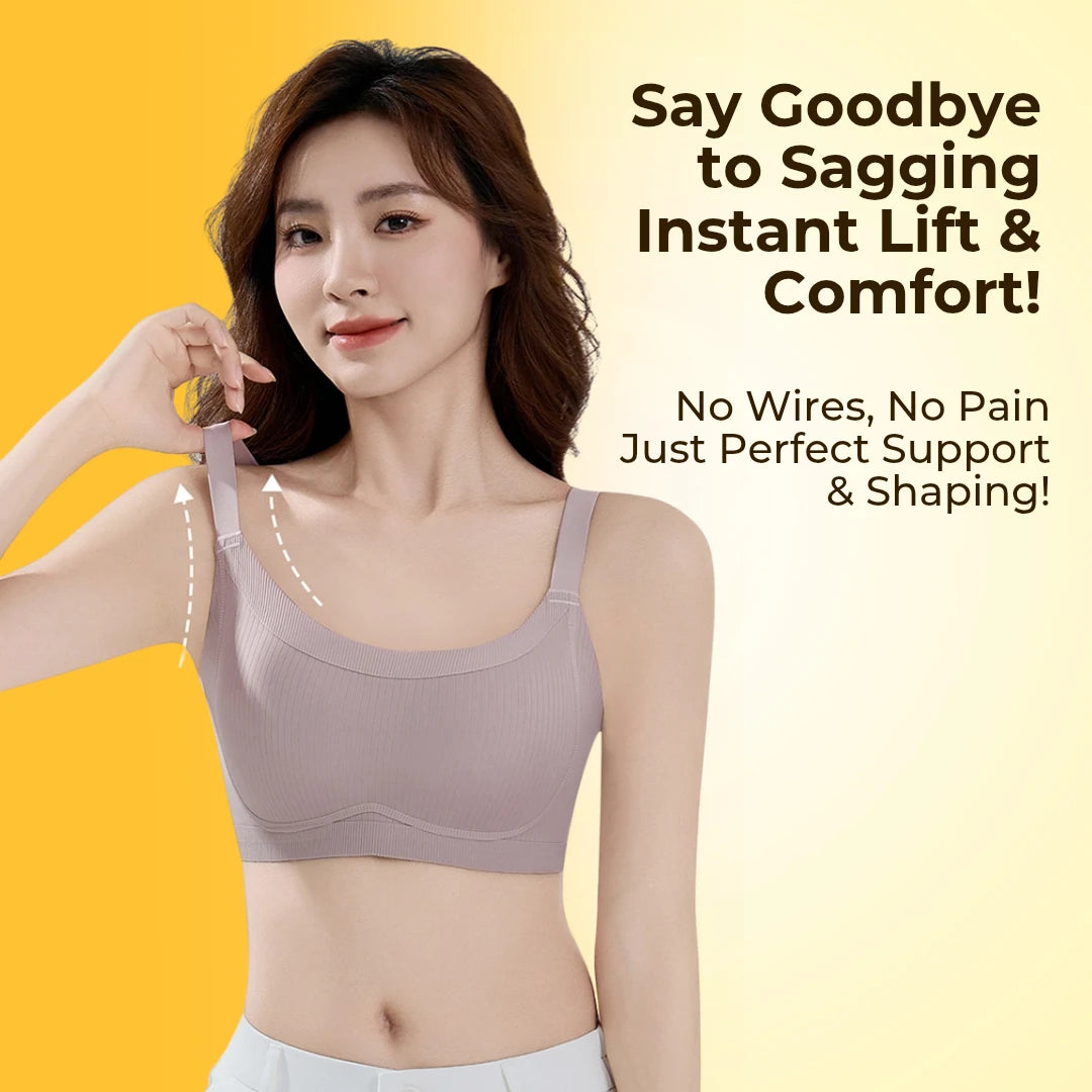 All in One Bra - Seamless, Anti-sagging & Visually Slimming - Pack OF 3 (Black,Grey & Beige Colors)