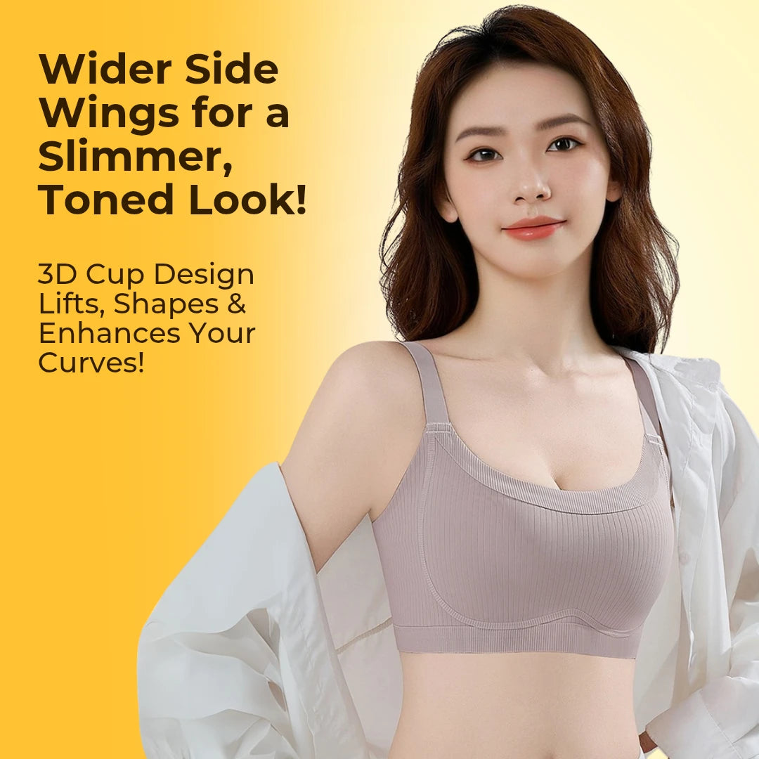 All in One Bra - Seamless, Anti-sagging & Visually Slimming - Pack OF 3 (Black,Grey & Beige Colors)