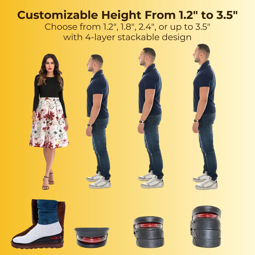 Height Enhancing 4-Layer Ultra Comfort Orthopedic Cloud Insole - Increase Height By 3.5 Inches