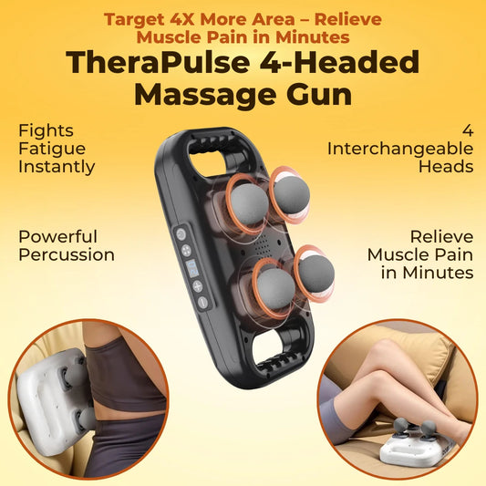 TheraPulse 4 Headed Massage Gun - 1 Year Product Warranty
