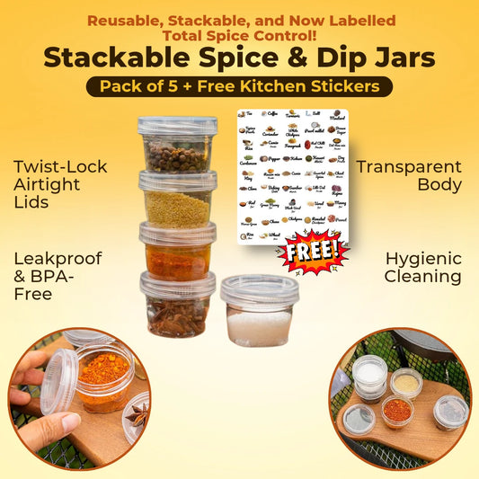 Stackable Spice Jars with Free Kitchen label Stickers