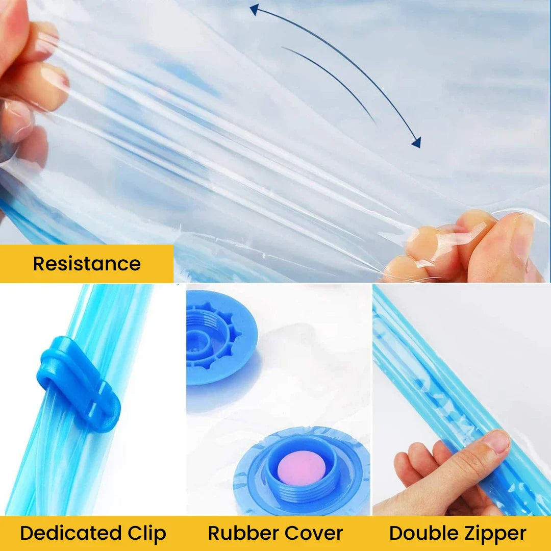Reusable Vacuum Storage Space Saver Bags (Pack of 5) with Vacuum Pump