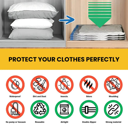 Reusable Vacuum Storage Space Saver Bags (Pack of 5) with Vacuum Pump