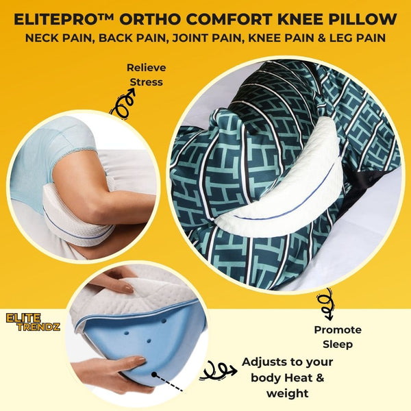 ELITEPRO™ Knee Pillow for Side Sleep, Ortho Comfort Knee Pillow For Pain Relief: NECK PAIN, BACK PAIN, JOINT PAIN, KNEE PAIN & LEG PAIN