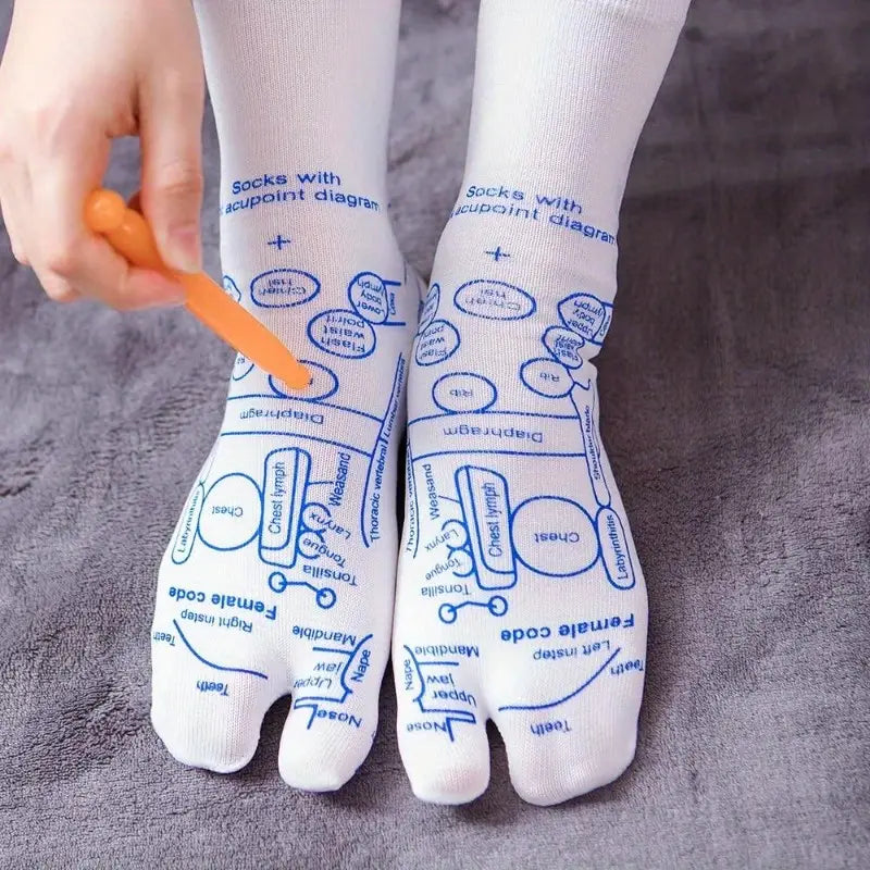 ELITEPRO™ ACUPRESSURE REFLEXOLOGY SOCKS WITH MASSAGE STICK-  Body Pain Relief Socks with Trigger Point Massage Tool (Approved by Indian Medical Society)
