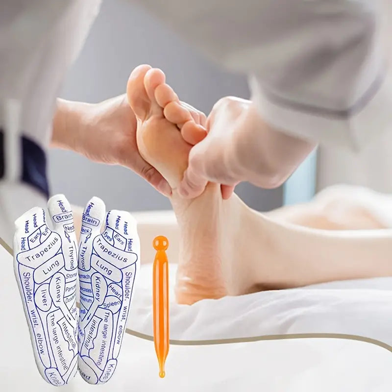 ELITEPRO™ ACUPRESSURE REFLEXOLOGY SOCKS WITH MASSAGE STICK-  Body Pain Relief Socks with Trigger Point Massage Tool (Approved by Indian Medical Society)