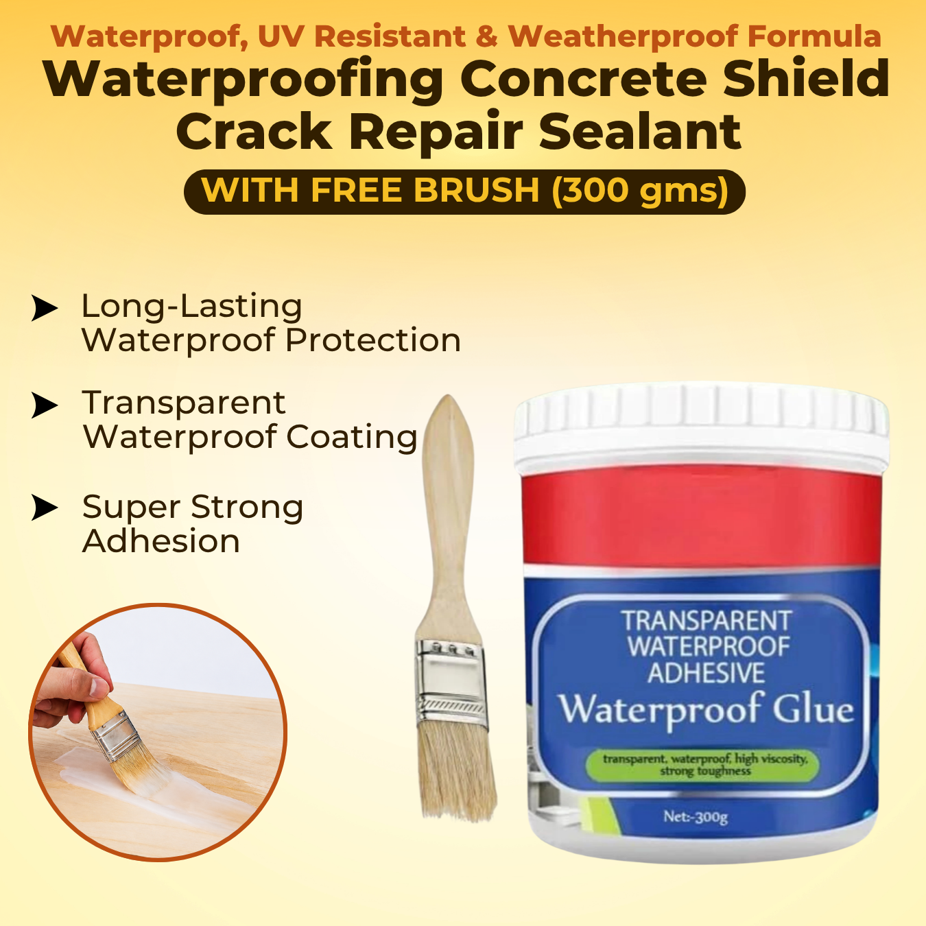 Waterproofing Concrete Shield Crack Repair Sealant - WITH FREE BRUSH (300 gms) 2