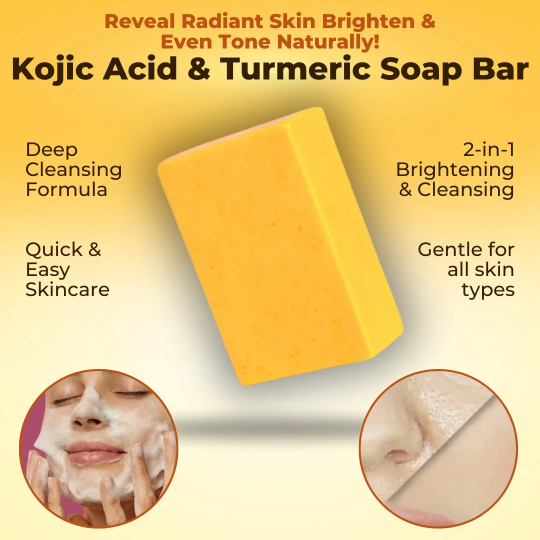 Handmade Natural Kojic Acid & Turmeric Soap Bar : Completely Chemical FREE - Tested & Certified ✅