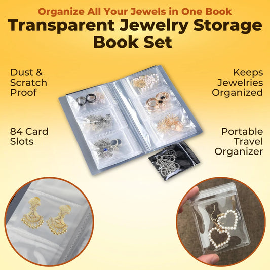 ELITEPRO™ Transparent Jewelry Storage Book set : Holds up to 240 pieces of Jewelry