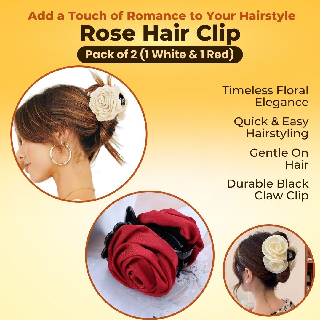 Rose Hair Clip Pack of 2 (1 White & 1 Red)