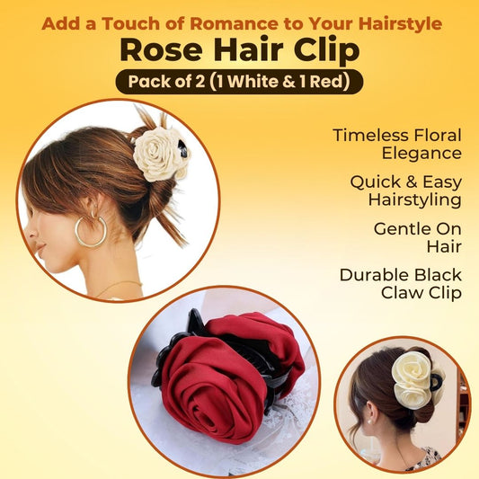 Rose Hair Clip Pack of 2 (1 White & 1 Red)