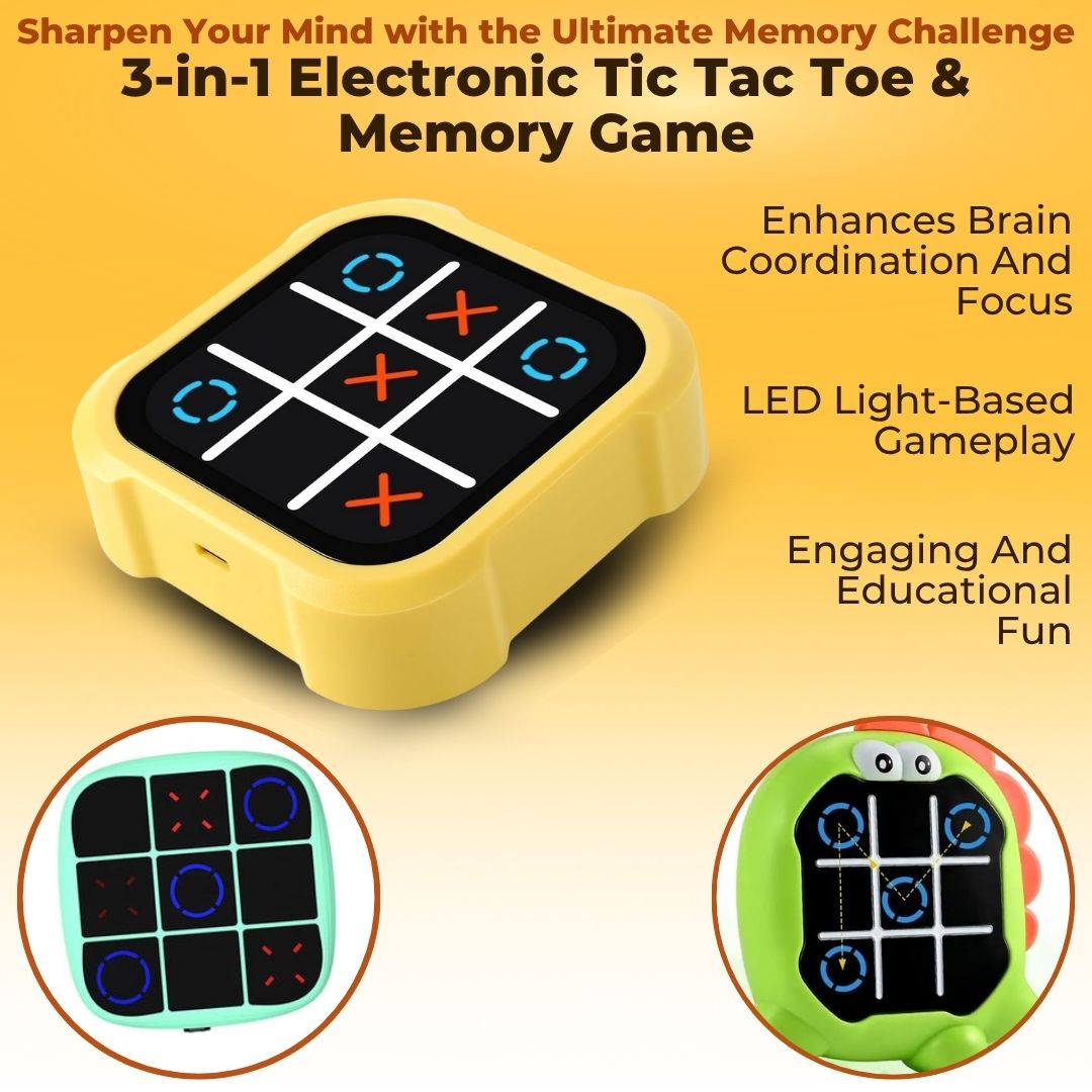 3-in-1 Electronic Tic Tac Toe & Memory Game