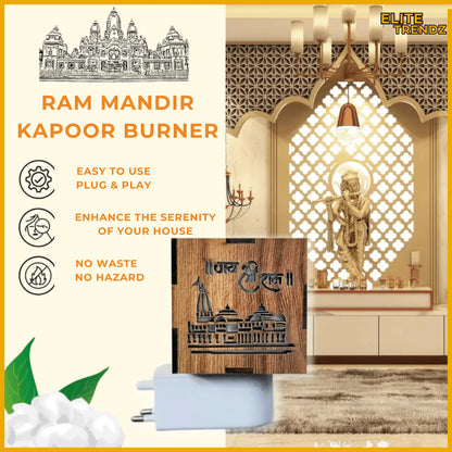 ELITEPRO™ 3-in-1 AYODHYA RAM MANDIR KAPOOR AROMA BURNER & NIGHT LAMP