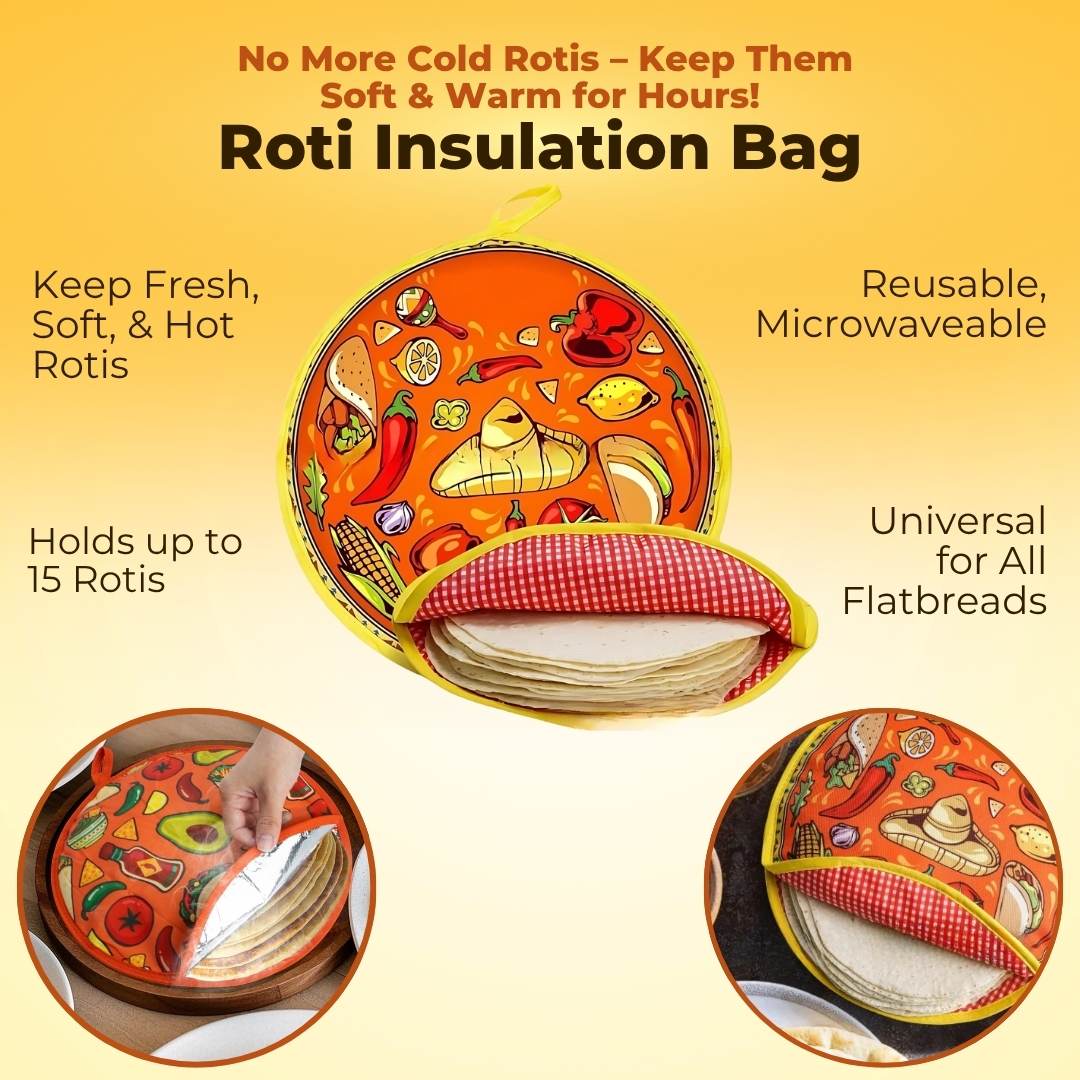 Roti Insulation Bag - Pack of 2 Bags (Capacity - 20 Roti Each Bag)