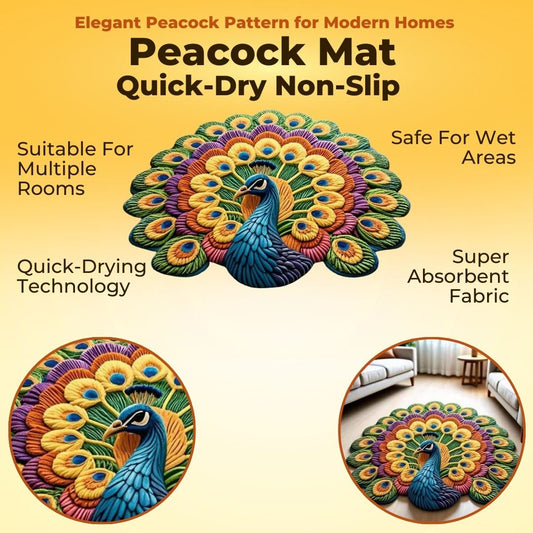 Imported Peacock Mat Quick Dry Non Slip - Trending Item 🔥