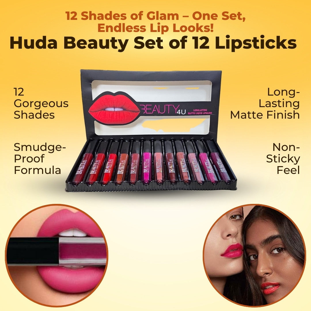 Huda Beauty Set of 12 Matte Lipsticks – Elite Group India