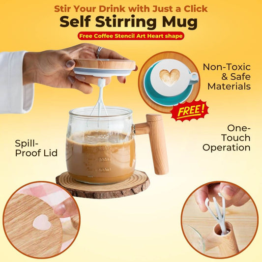 Self Stirring Mug With Free Coffee Stencil