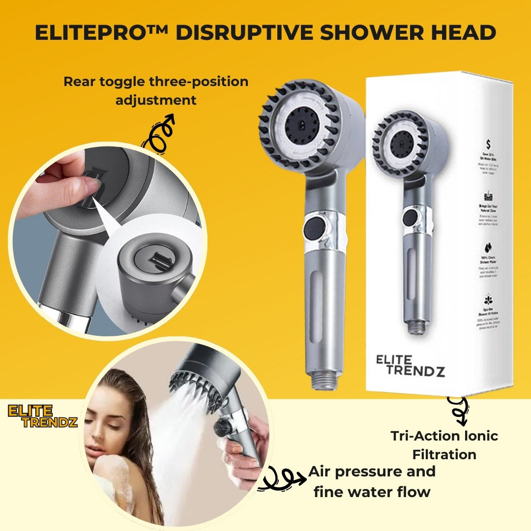 ELITEPRO™ Purify Disruptive Three Spray Modes Shower Head: Remove Water Impurities For Better Hair, Health & Skin- FITS INTO ALL SHOWERS