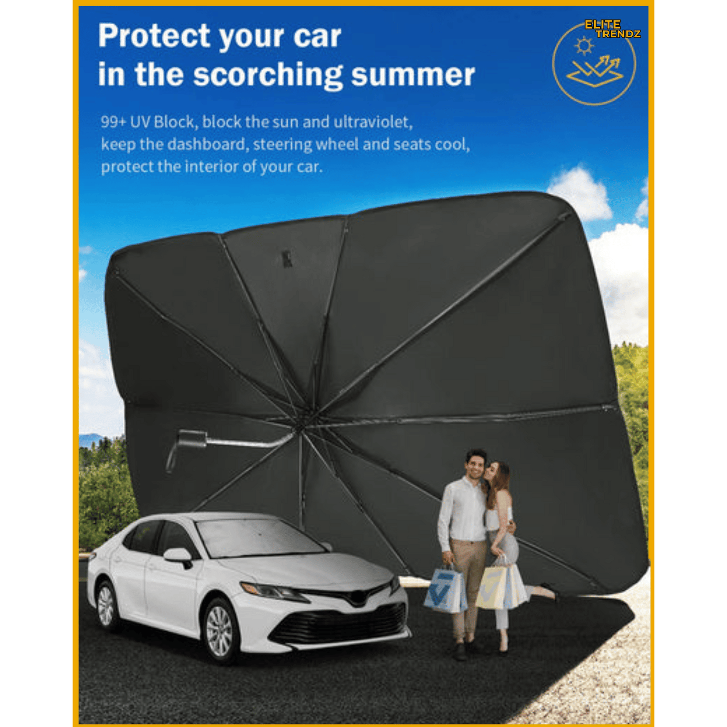 ELITEPRO™ CAR SUN SHADE WINDHSIELD UMBRELLA: Keep Your Car Cool & Protected