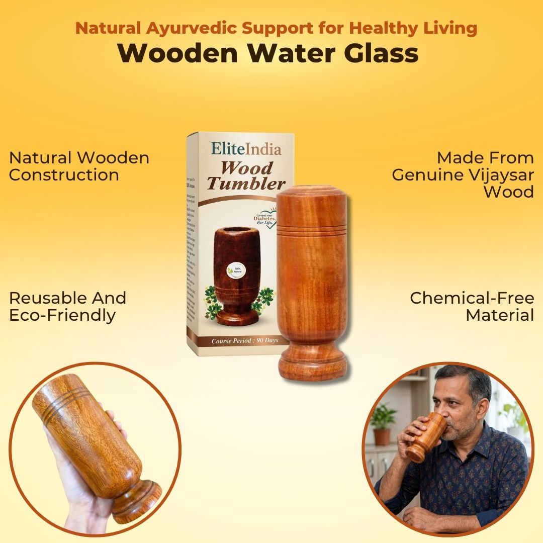 Healthy Body in 30 Days Wooden Water Glass Made With Ancient Herbal Techniques