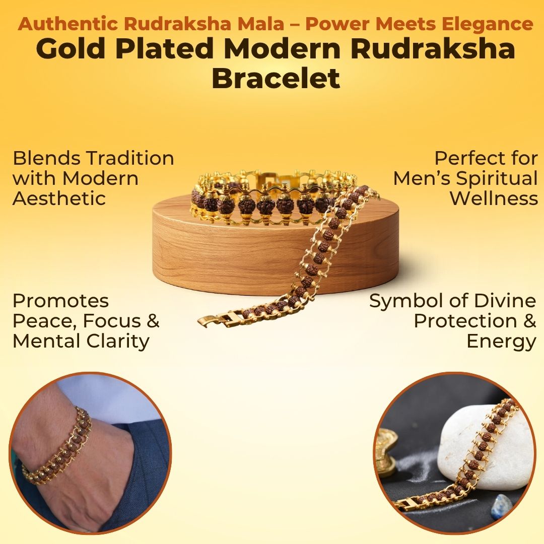 Gold Plated Modern Rudraksha Bracelet