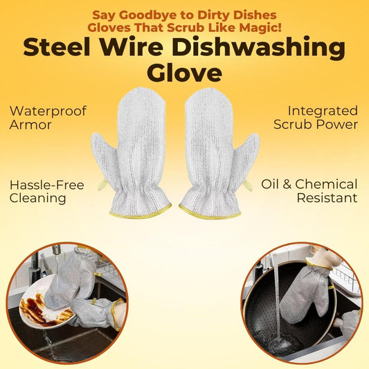 Steel Wire Dishwashing Glove - Pack Of 2 Pair