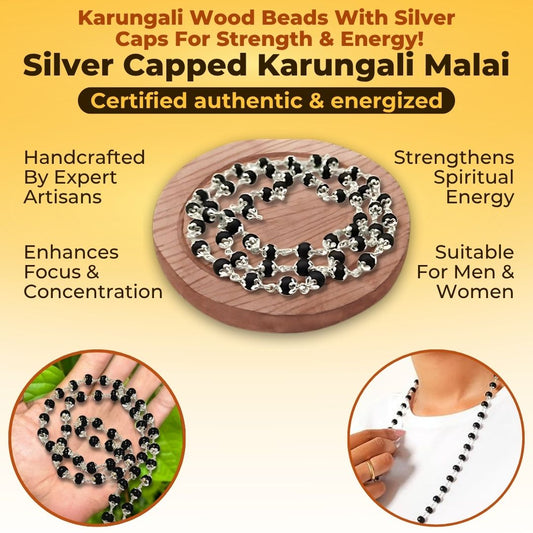 Silver Capped Karungali Mala