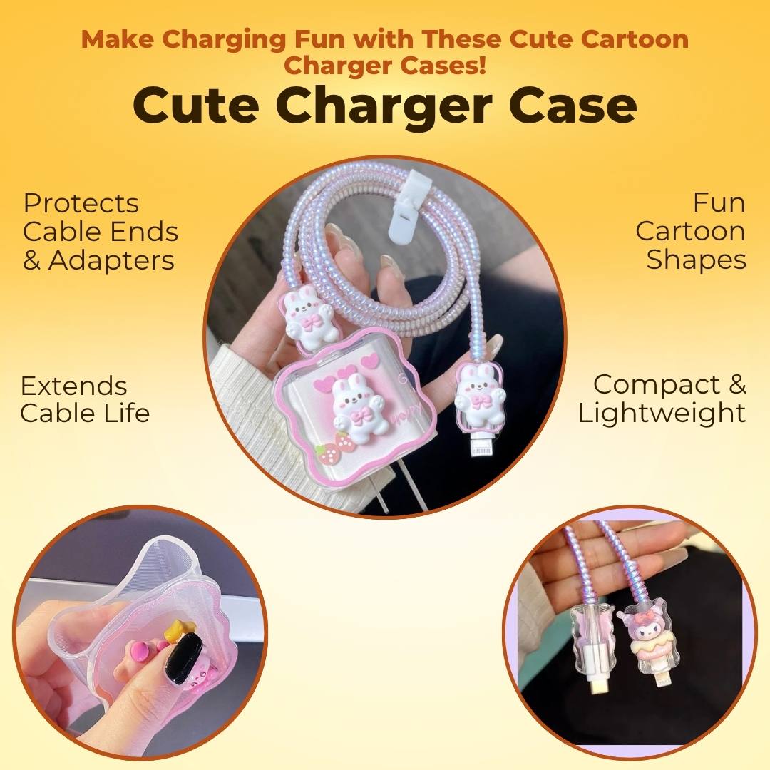 Cute Charger Case (Cable & Adapter Protector that fits all charger types)