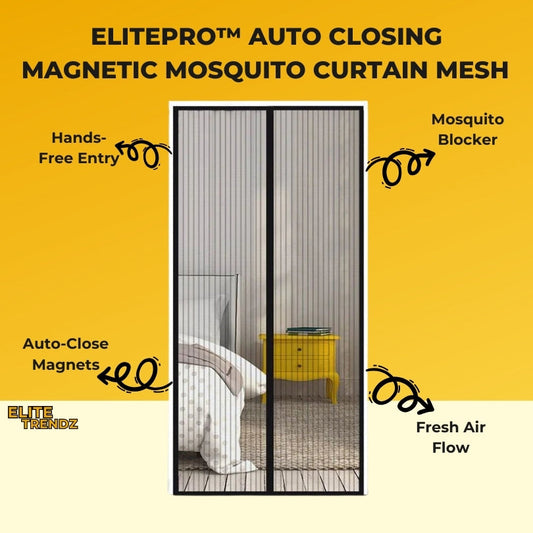 ELITEPRO™ AUTO CLOSING MAGNETIC MOSQUITO CURTAIN MESH FOR ALL DOOR TYPES