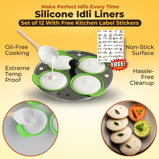 Silicon Idli Liners With Free Kitchen Label Stickers