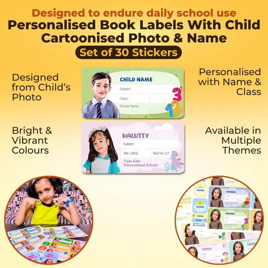 Personalised Book Labels With Child Photo & Name