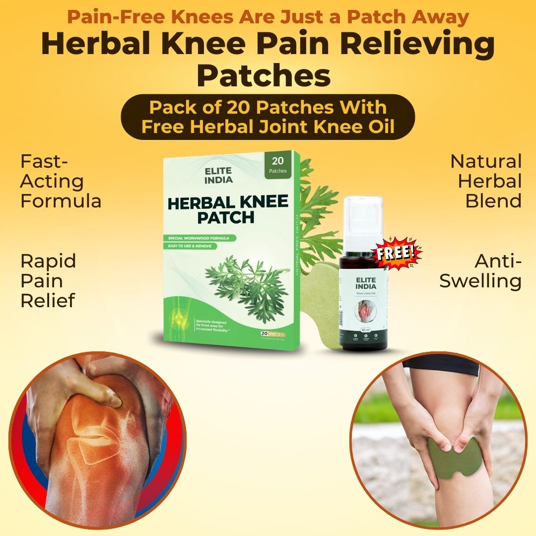 Certified Herbal Knee Pain Relieving Patches With FREE Herbal Joint Knee Oil