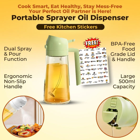 Portable 2 In 1 Sprayer Oil Dispenser With Free 45 Kitchen Label Stickers